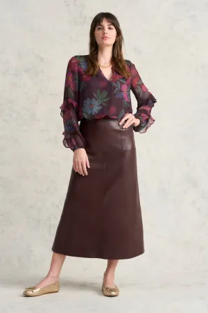 Faux Leather Skirt - Pinot Noir