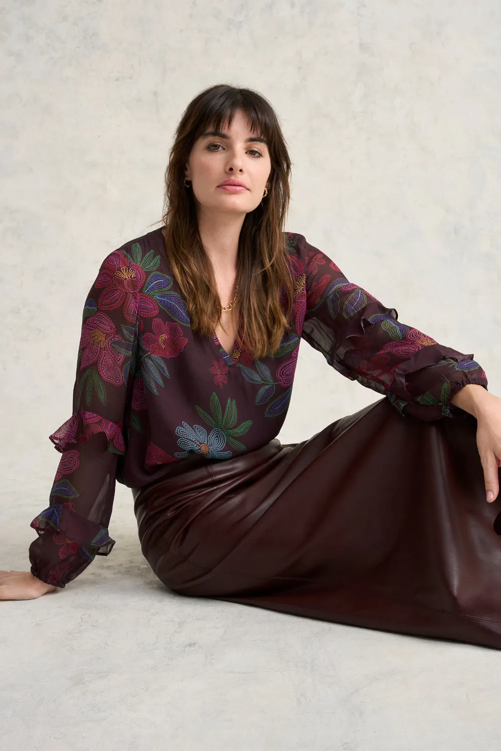 Faux Leather Skirt - Pinot Noir