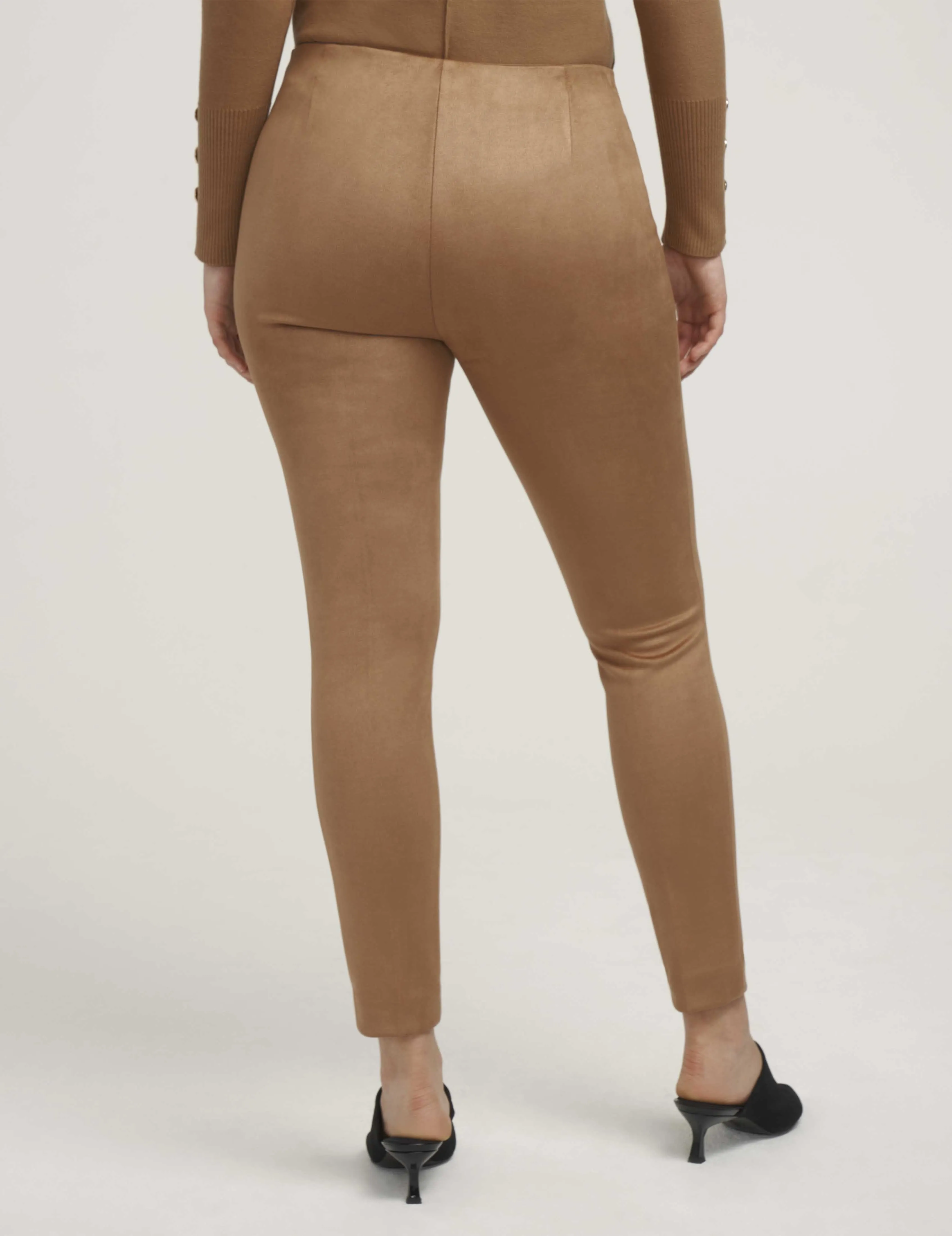Faux Suede Pull On Slim Ankle Pant- Sale