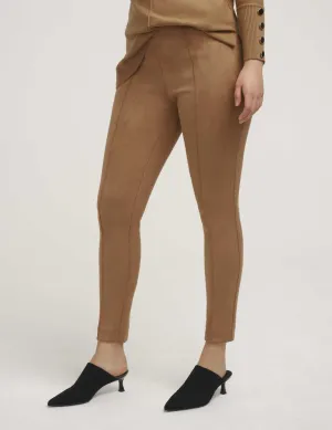 Faux Suede Pull On Slim Ankle Pant- Sale