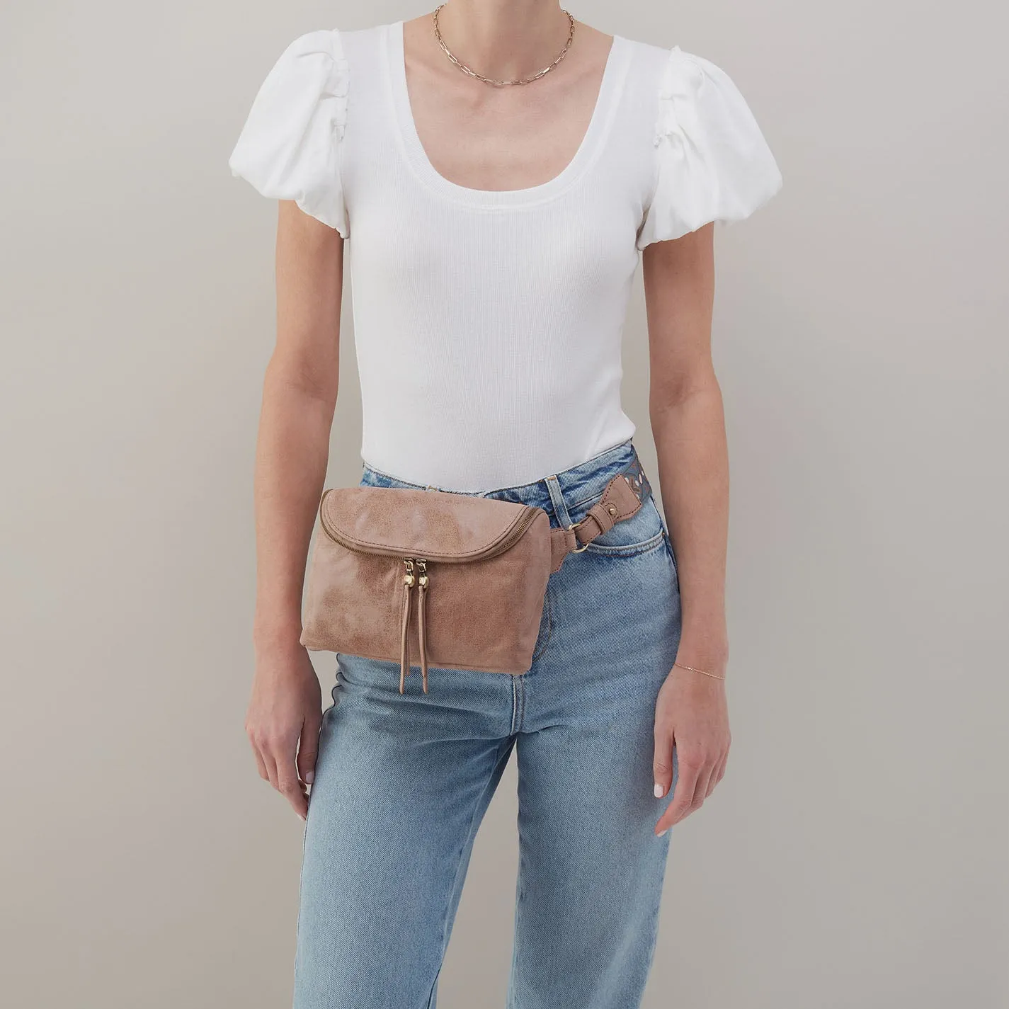 Fern Large Belt Bag In Buffed Leather - Hazel