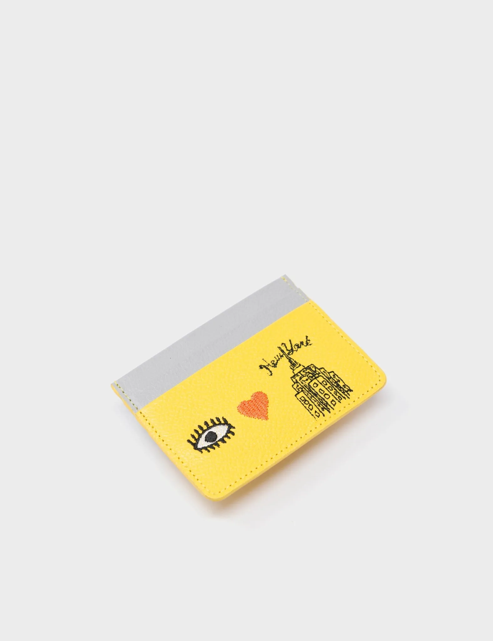 Filium Balloon Yellow Leather Cardholder - Eye Love New York Embroidery