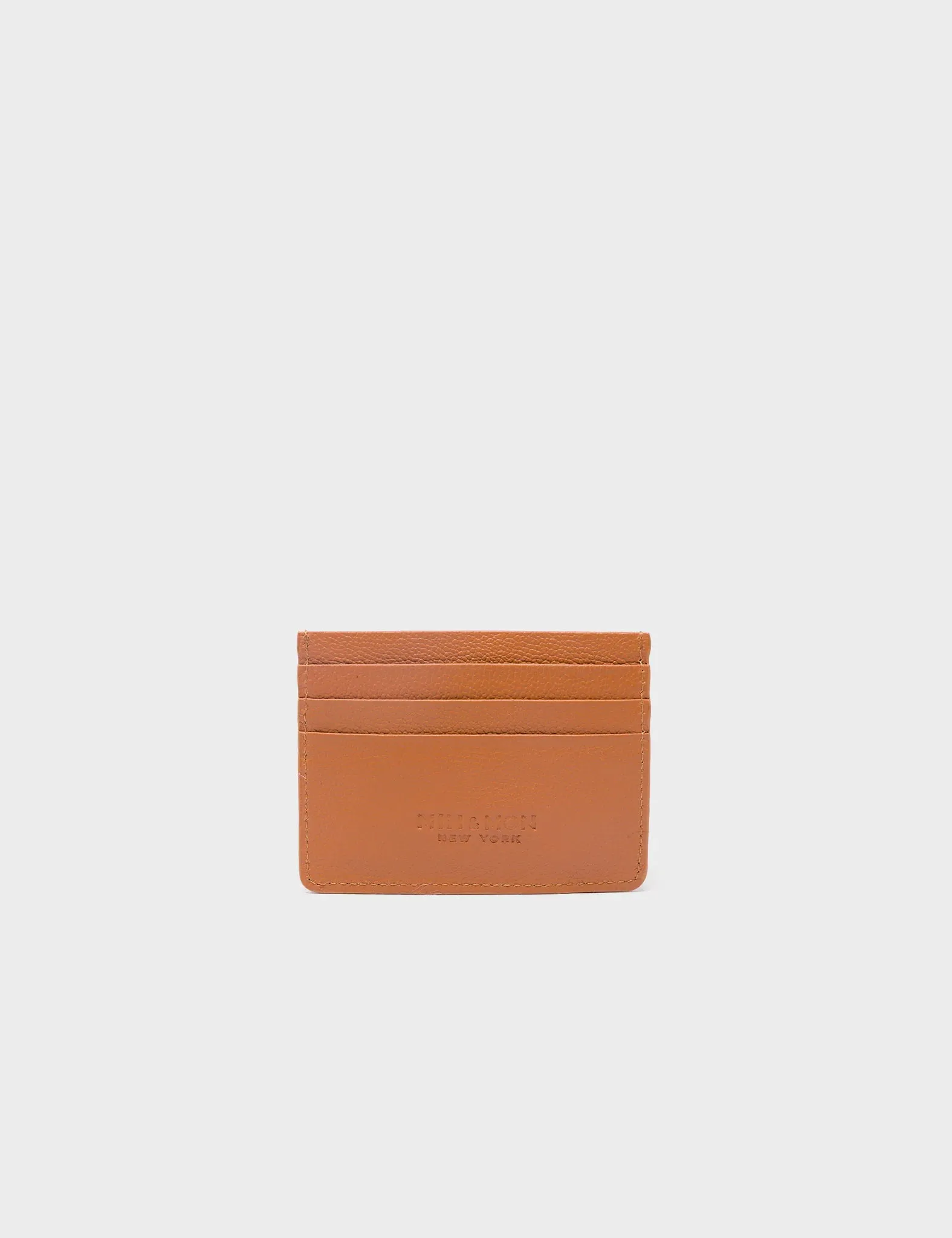 Filium Caramel Leather Cardholder - Fuzzy Monster Applique