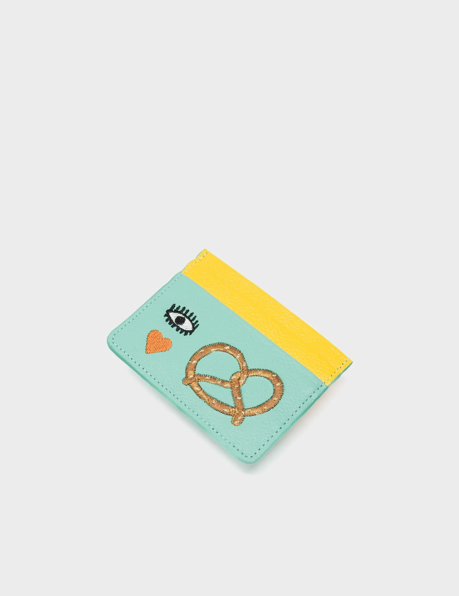 Filium Oceanic Green Leather Cardholder - Eye Love New York Embroidery