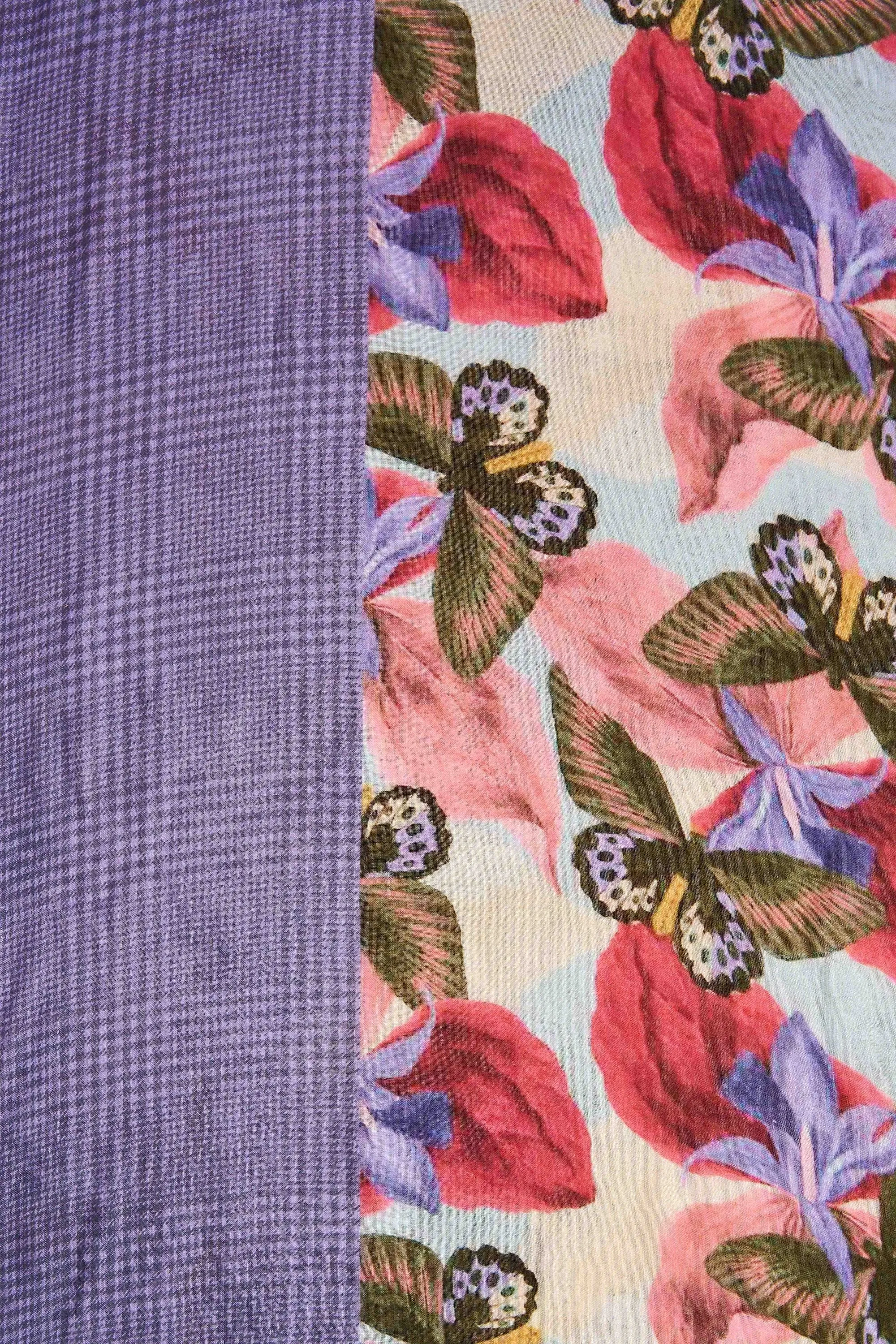 Floral Checks Butterfly Scarf - Multi
