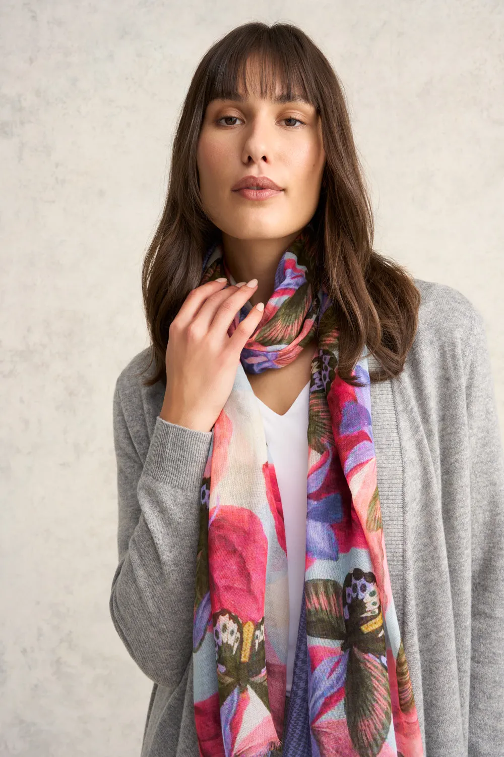 Floral Checks Butterfly Scarf - Multi