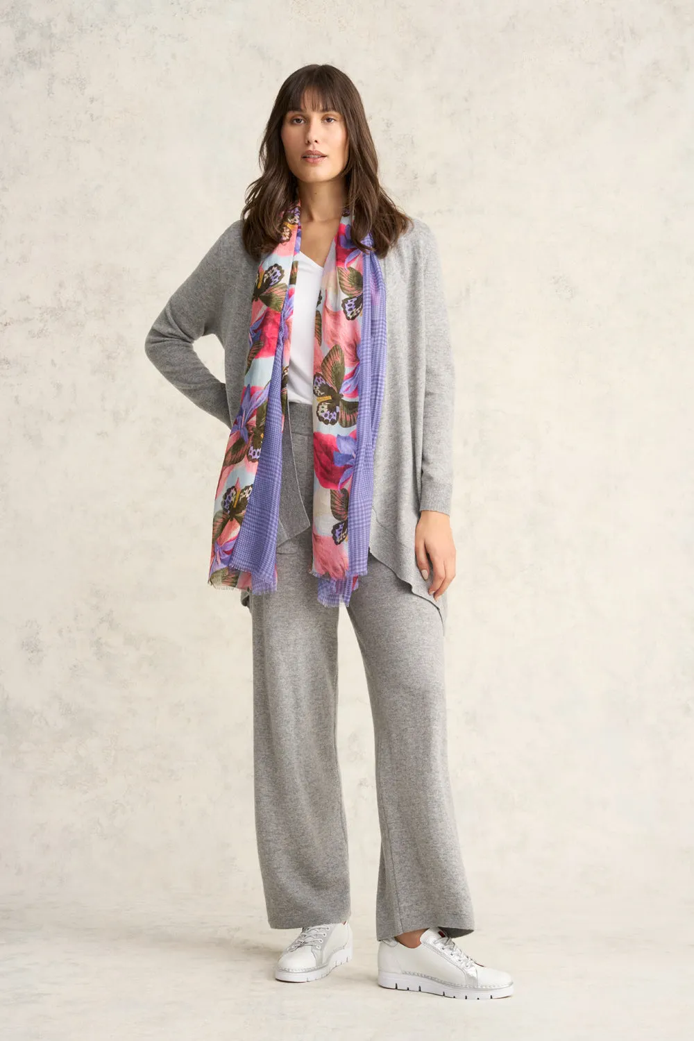Floral Checks Butterfly Scarf - Multi