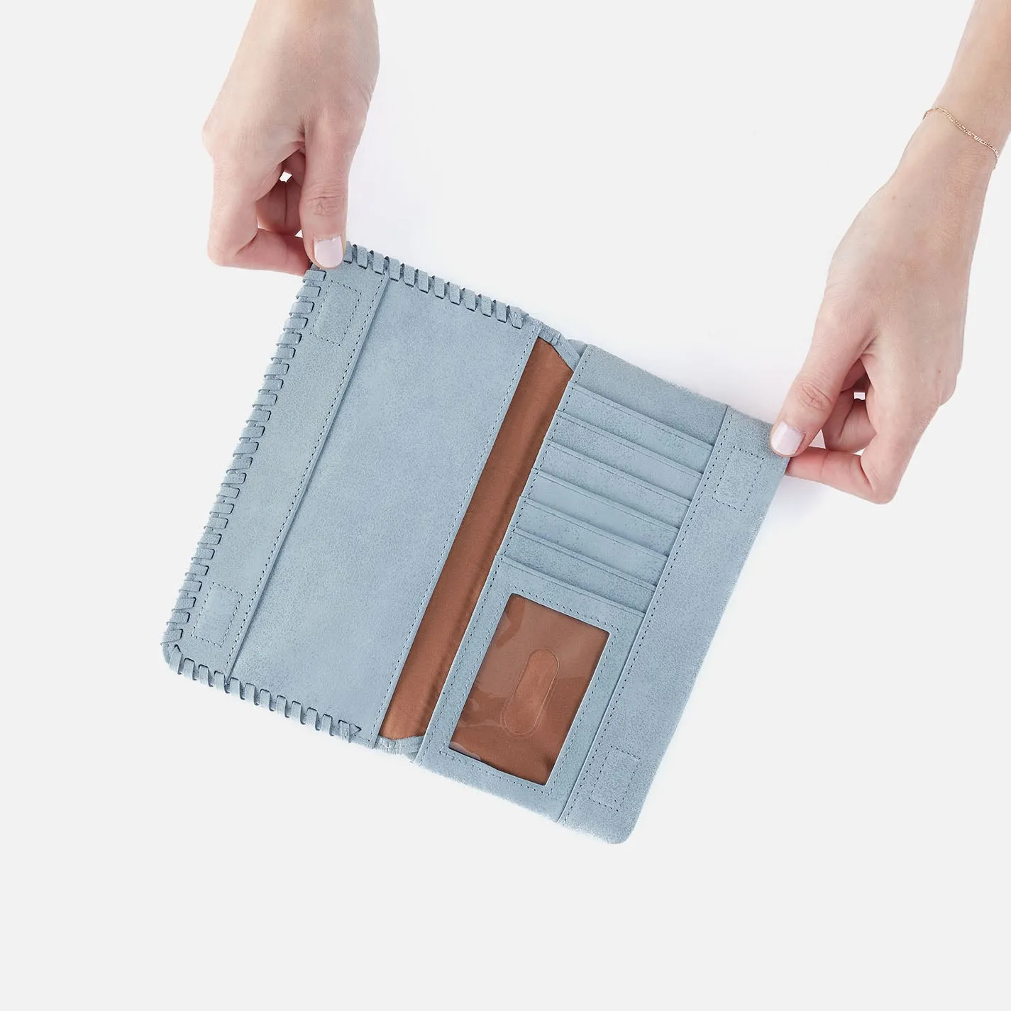 Foray Large Wallet In Buffed Leather - Sky