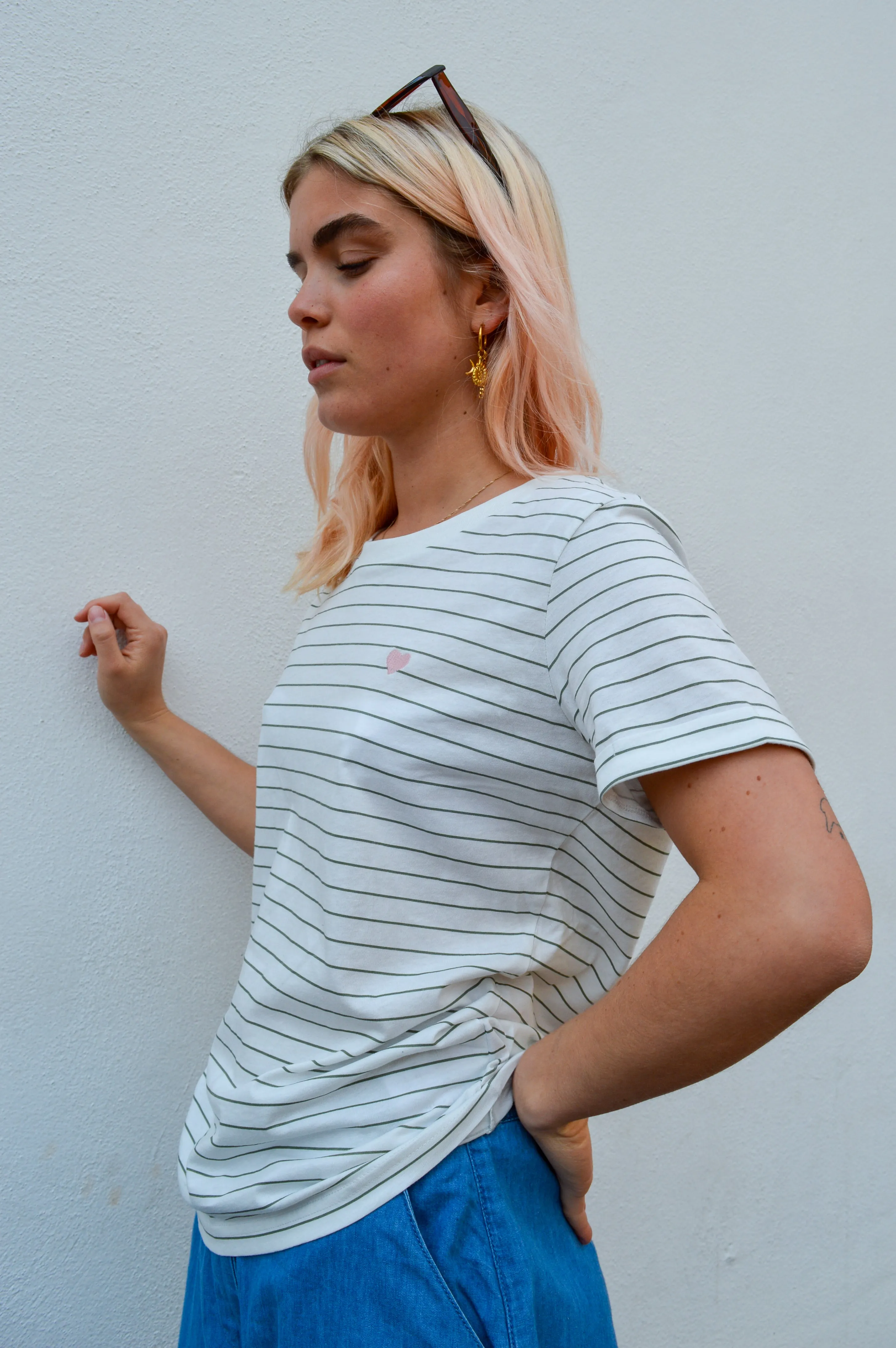 Fransa Amora Agave Stripe Tee