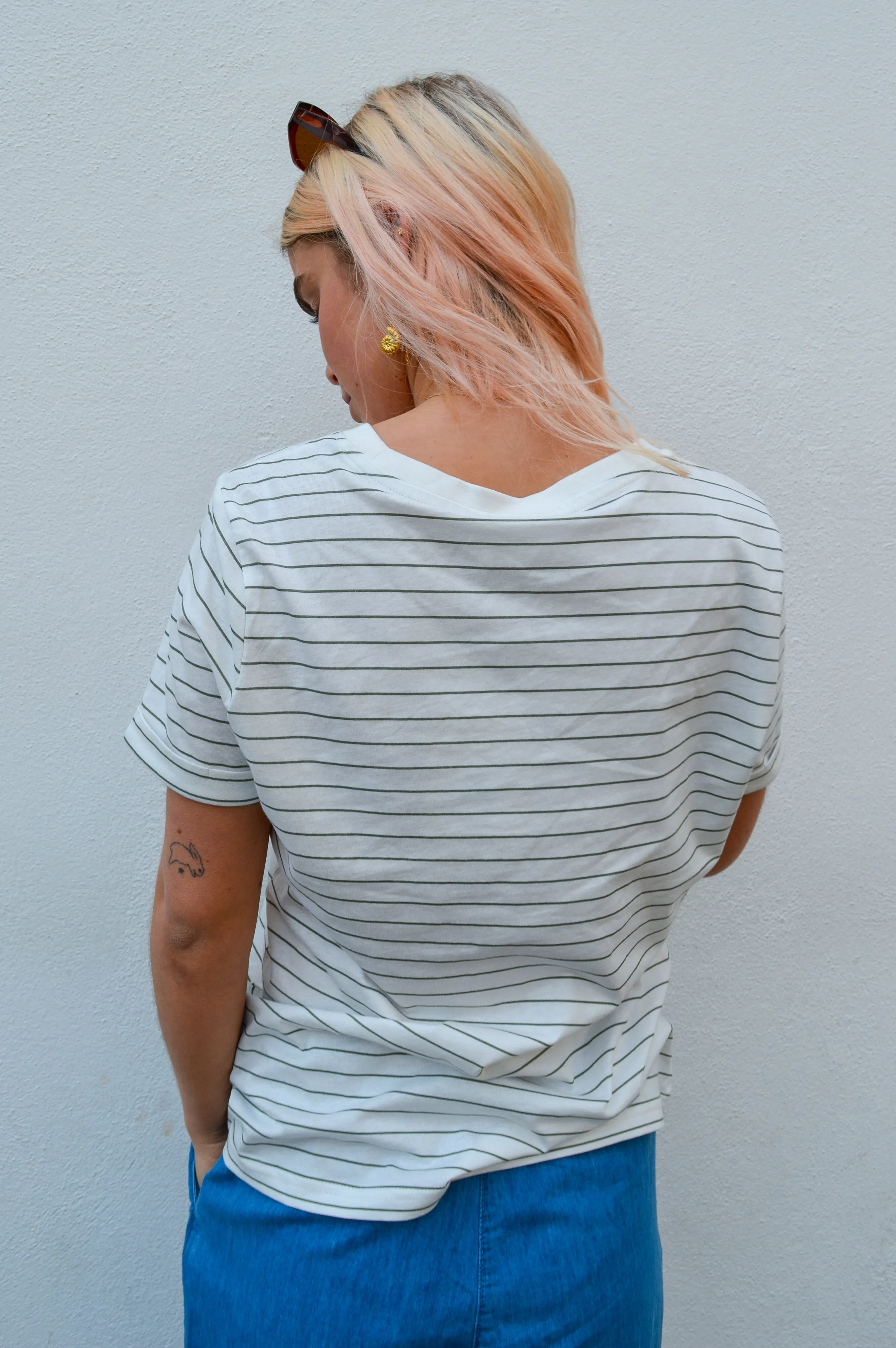 Fransa Amora Agave Stripe Tee