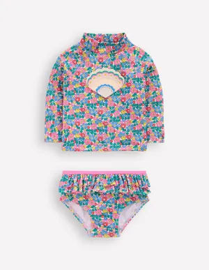 Frilly Rash Vest Set-Multi Flowerbed Shell