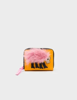 Frodo Marigold Leather Zip Around Wallet - Wolf In Heels Applique