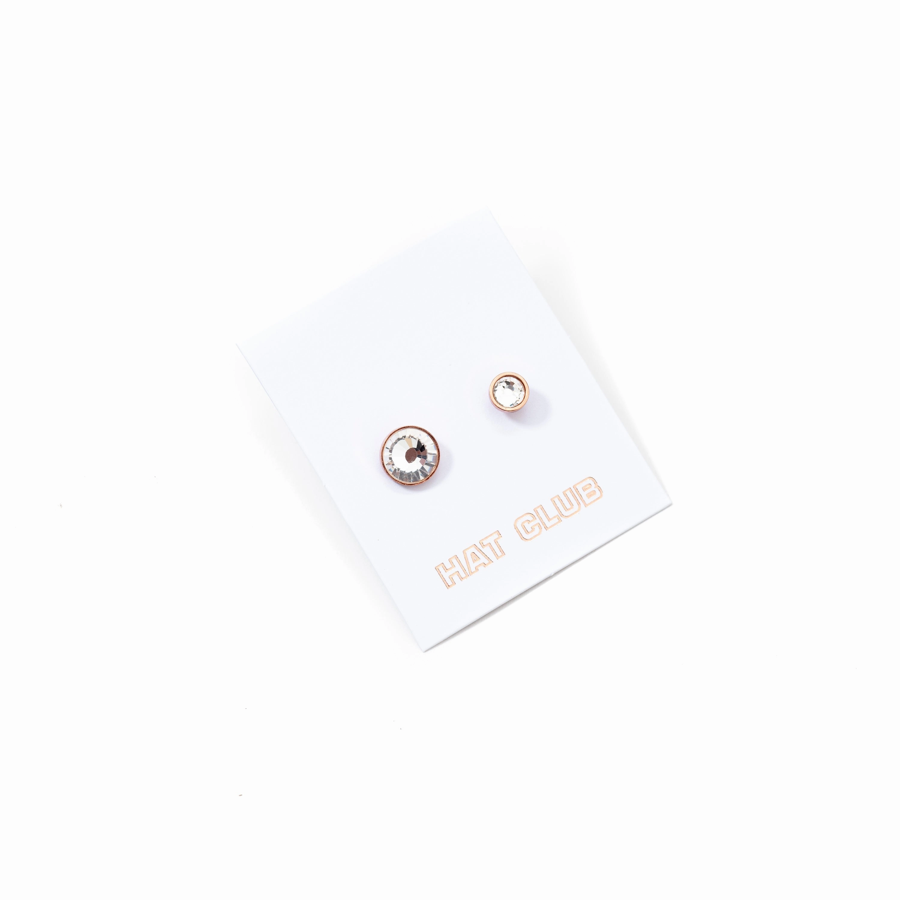Hat Club Rose Gold Diamond Studs Pin - Rose Gold