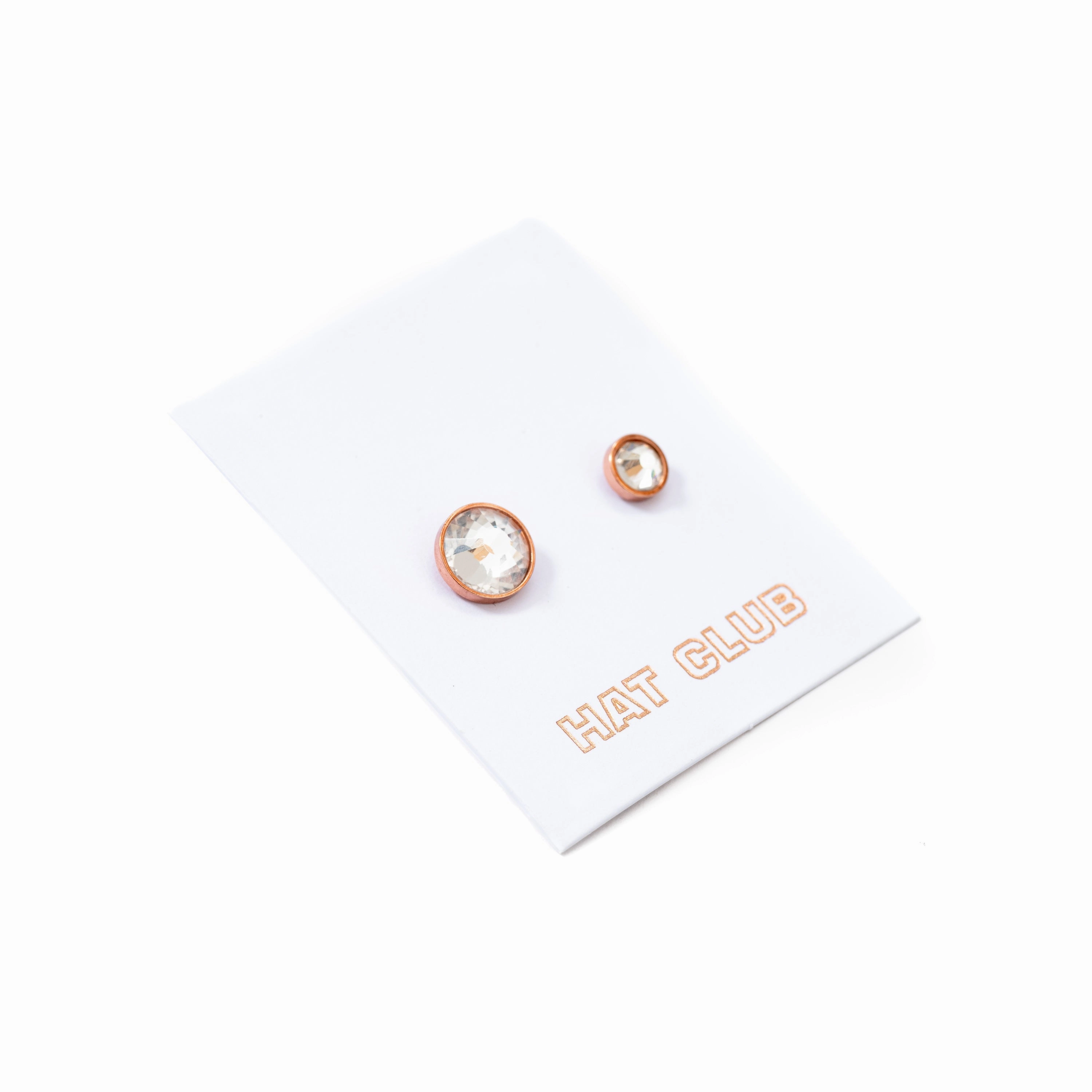 Hat Club Rose Gold Diamond Studs Pin - Rose Gold