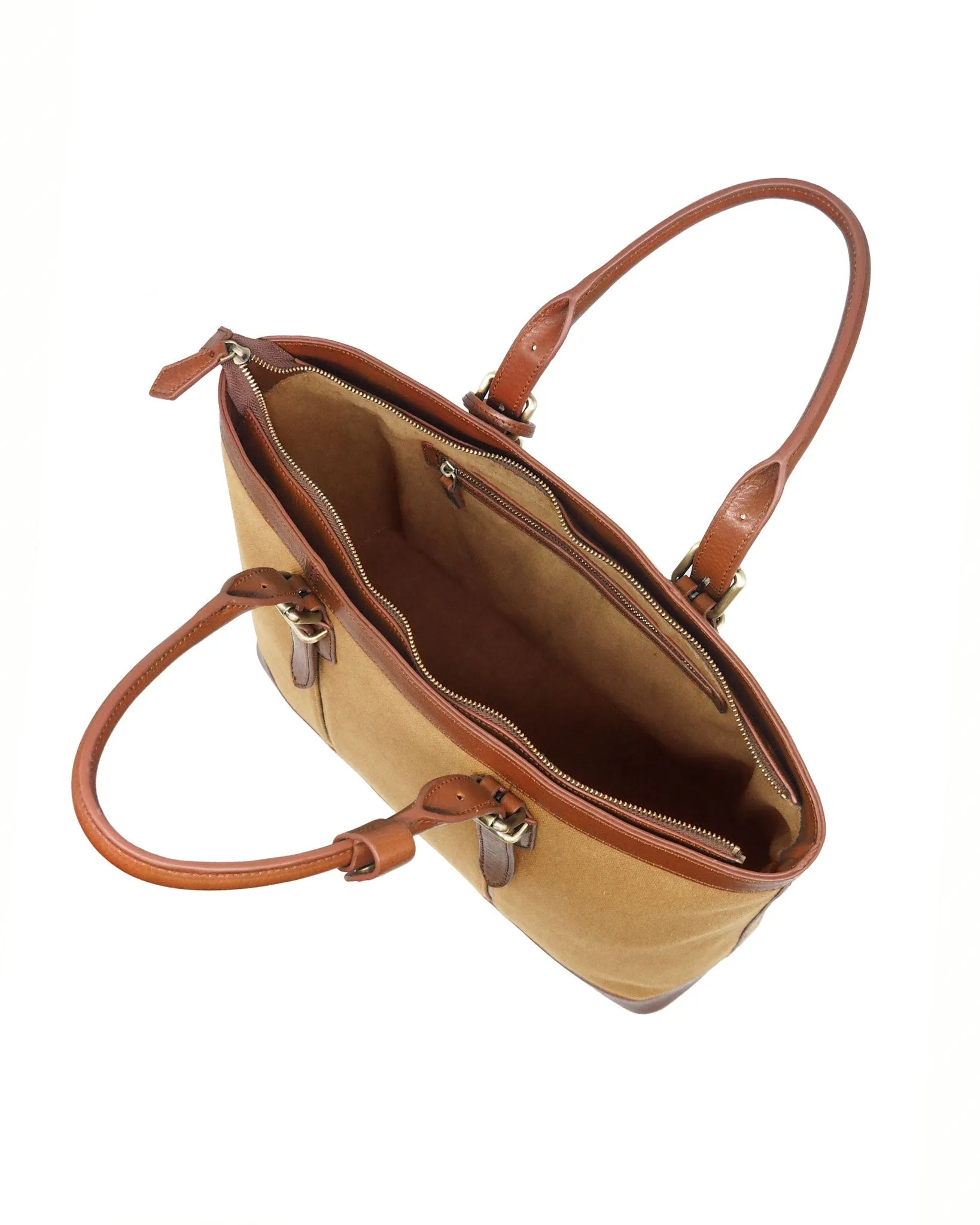 Heavy-Weight Canvas Traveller Tote (Sand/ Cognac)