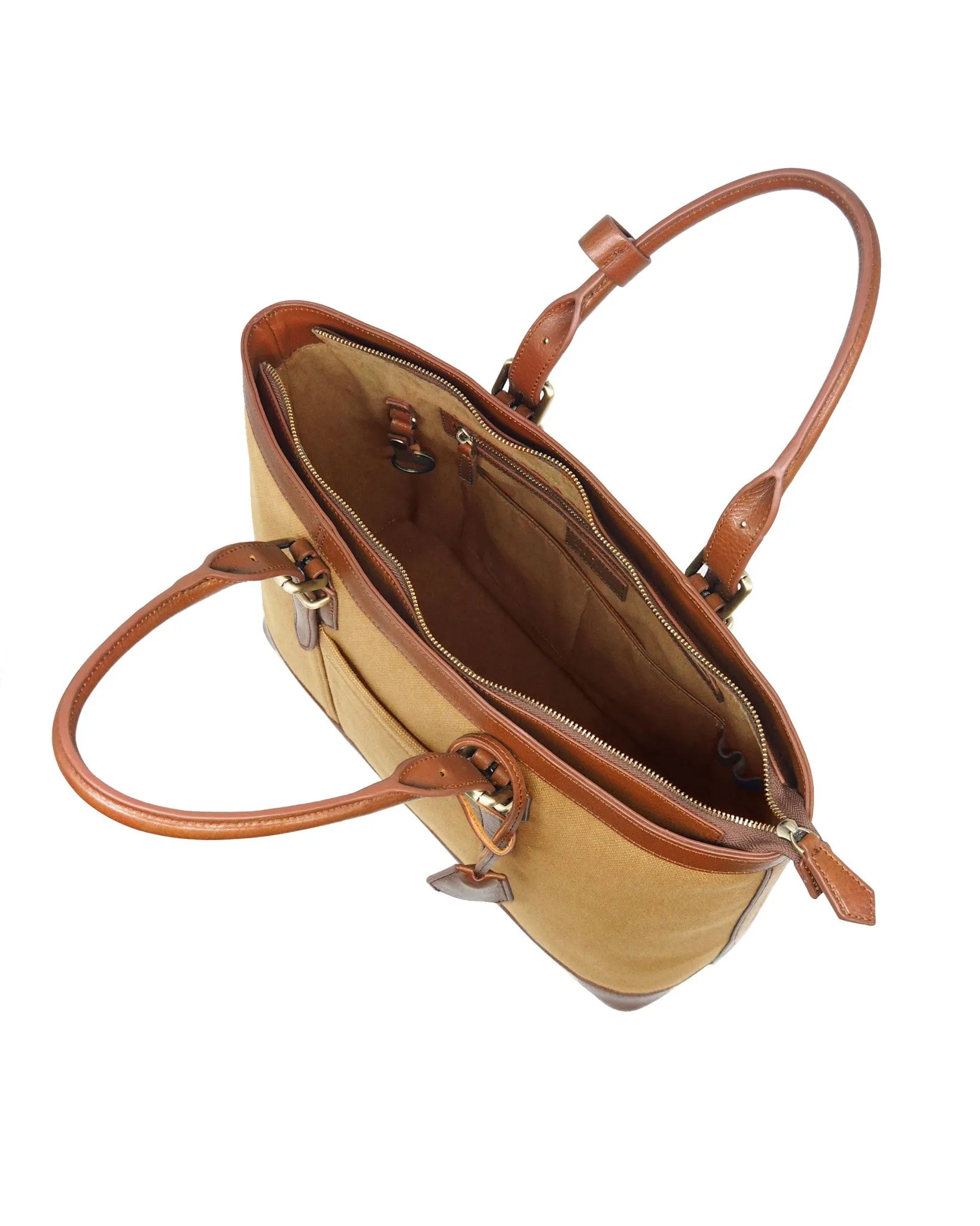 Heavy-Weight Canvas Traveller Tote (Sand/ Cognac)