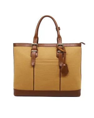 Heavy-Weight Canvas Traveller Tote (Sand/ Cognac)