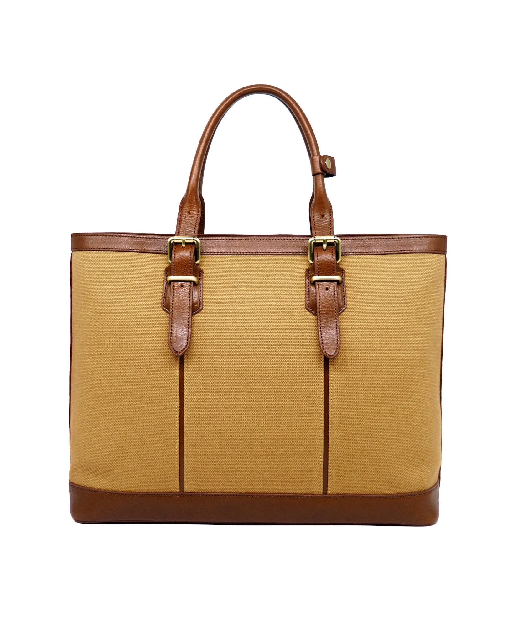 Heavy-Weight Canvas Traveller Tote (Sand/ Cognac)