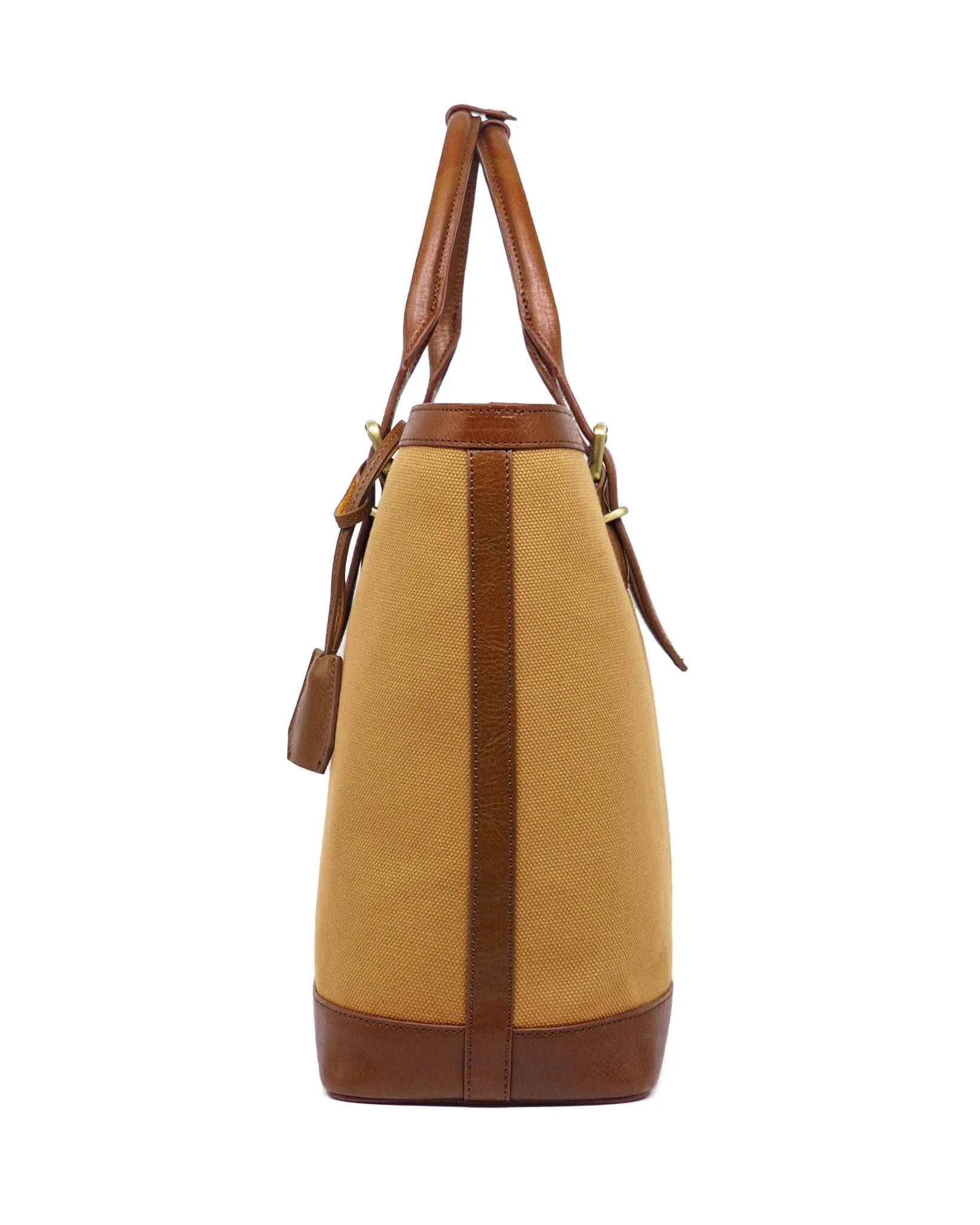 Heavy-Weight Canvas Traveller Tote (Sand/ Cognac)