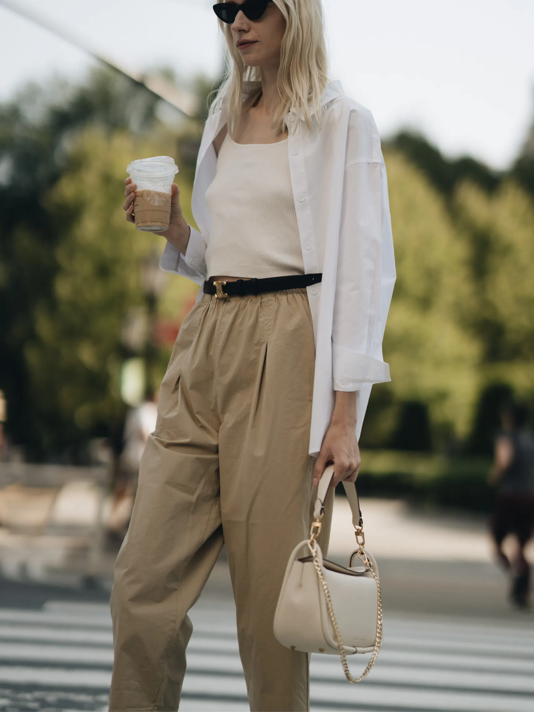 High-waisted Khaki Trousers (Final Sale)