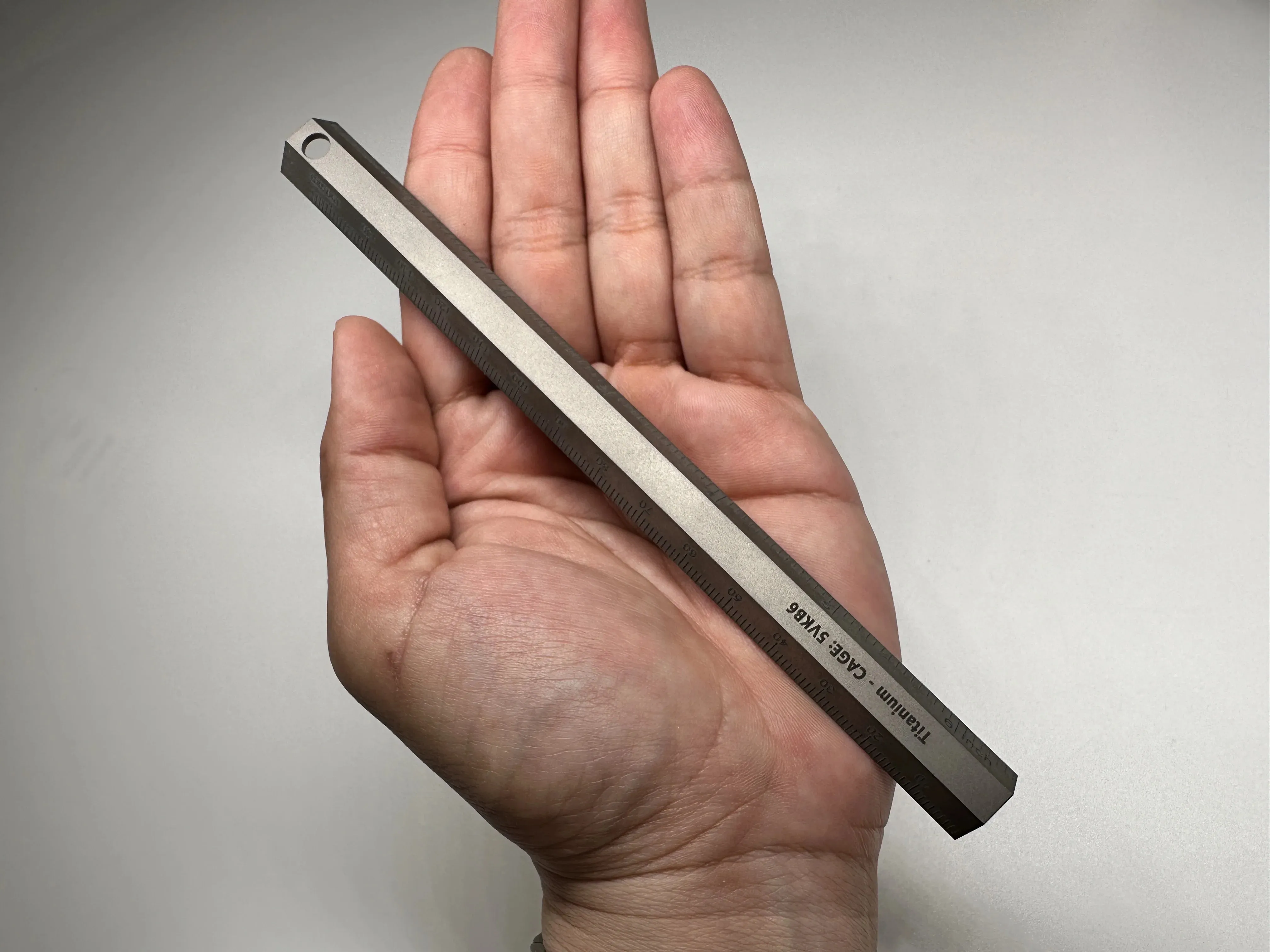Indestructible Machined Titanium Precision 6 Inch / 15CM Ruler With Decimal Chart