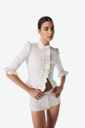 Jacquard Slim-Fit Pleated Jacket