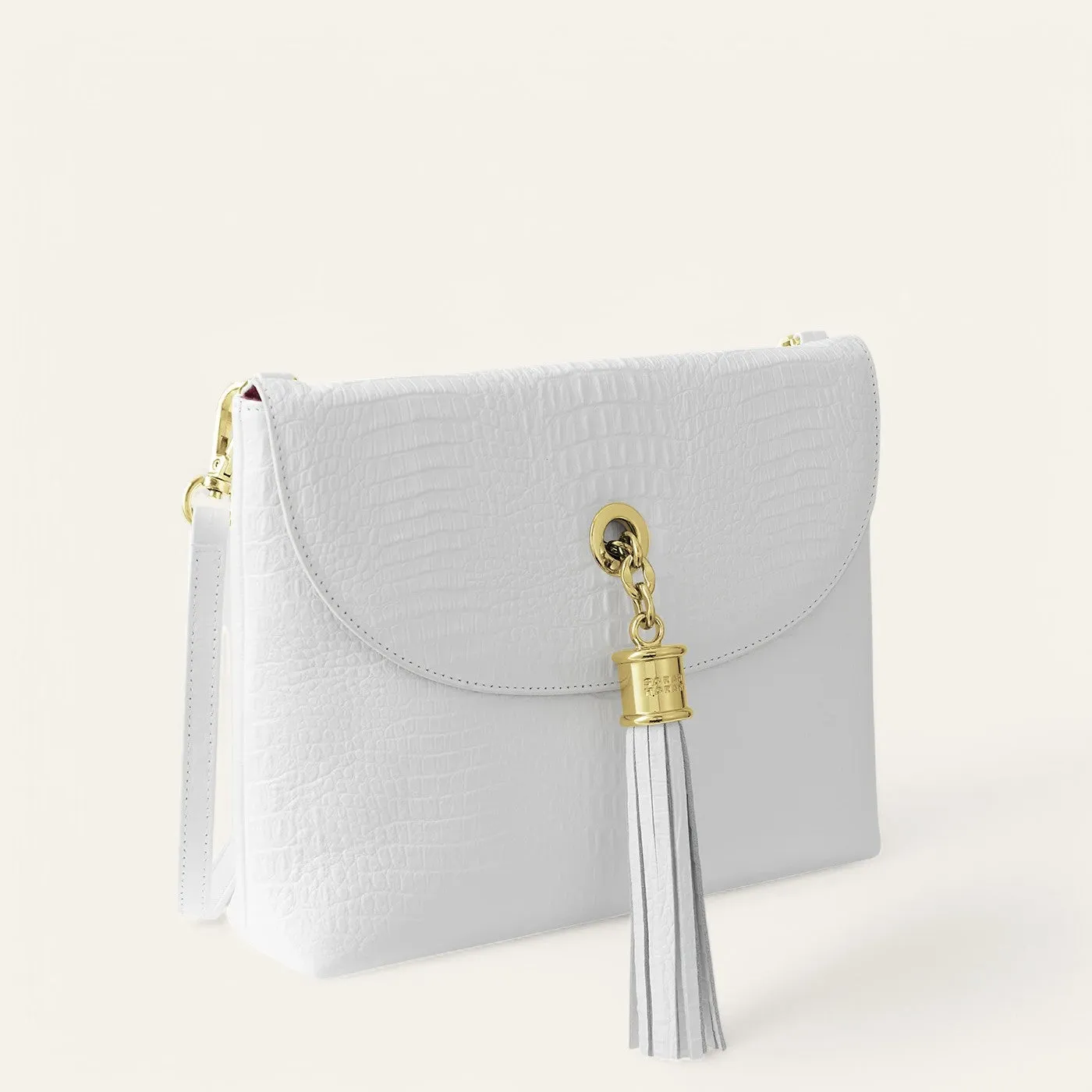 Jasmine Crossbody | White Gator with Gold hardware