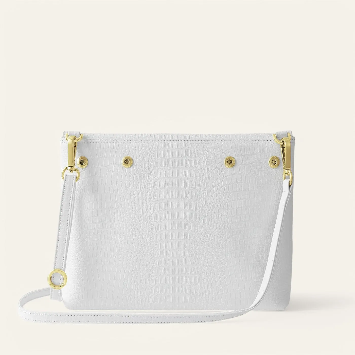Jasmine Crossbody | White Gator with Gold hardware