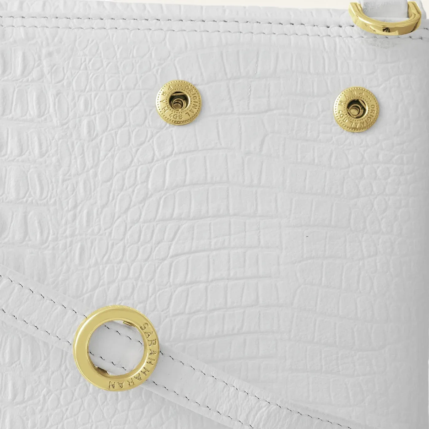 Jasmine Crossbody | White Gator with Gold hardware