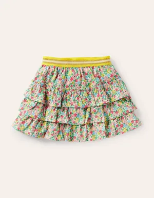 Jersey Ruffle Skort-Multi Spring Floral
