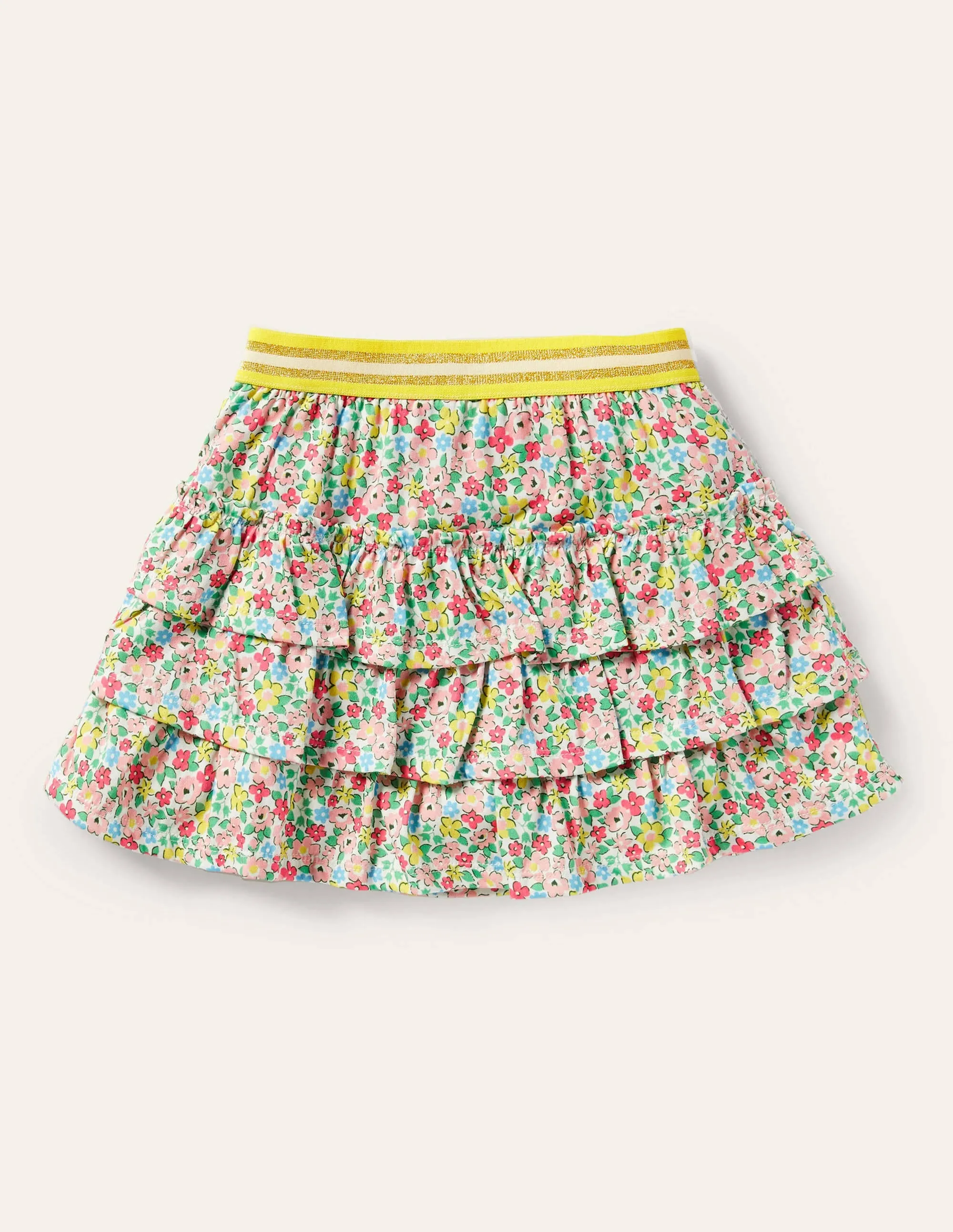 Jersey Ruffle Skort-Multi Spring Floral
