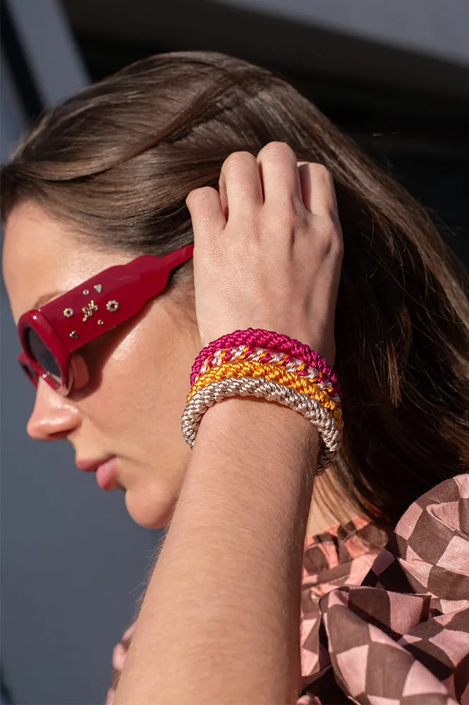 Kknekki Ochre And Pink Hair Ties