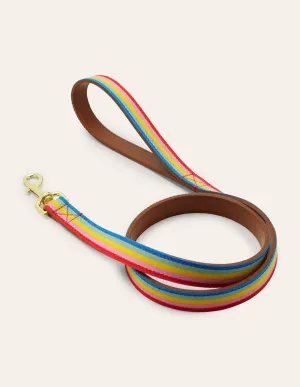 Leather Dog Lead-Tan. Multi Stripe
