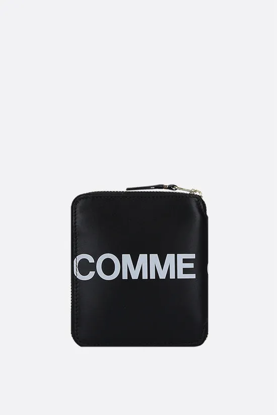 logo print smooth leather small zip-around wallet