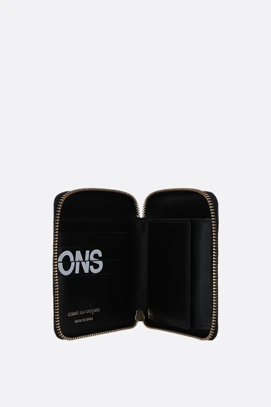 logo print smooth leather small zip-around wallet