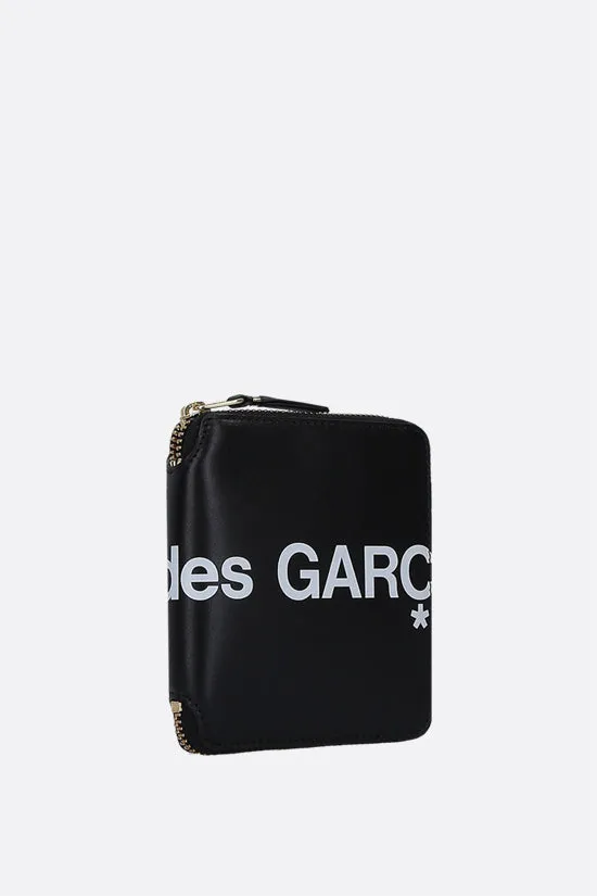 logo print smooth leather small zip-around wallet