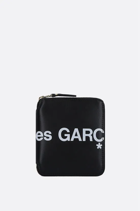 logo print smooth leather small zip-around wallet