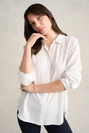 Long Line Crinkle Shirt - White