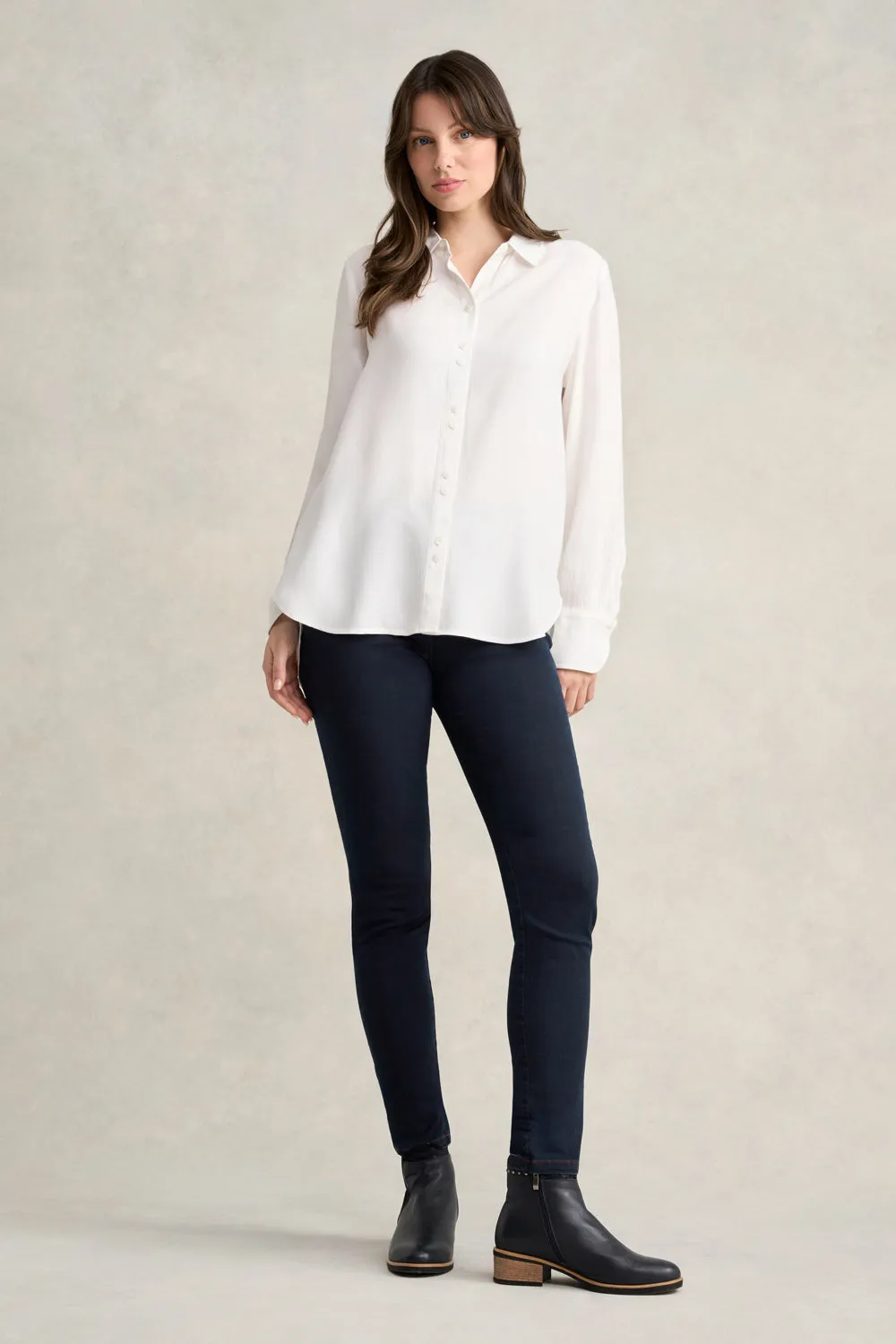 Long Line Crinkle Shirt - White