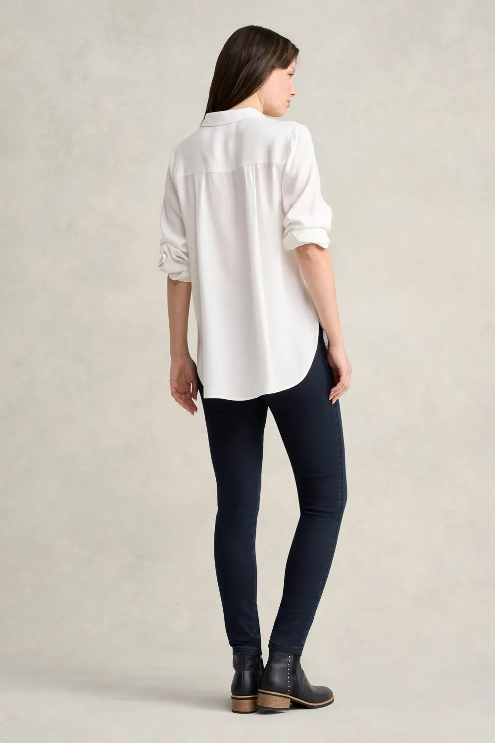 Long Line Crinkle Shirt - White
