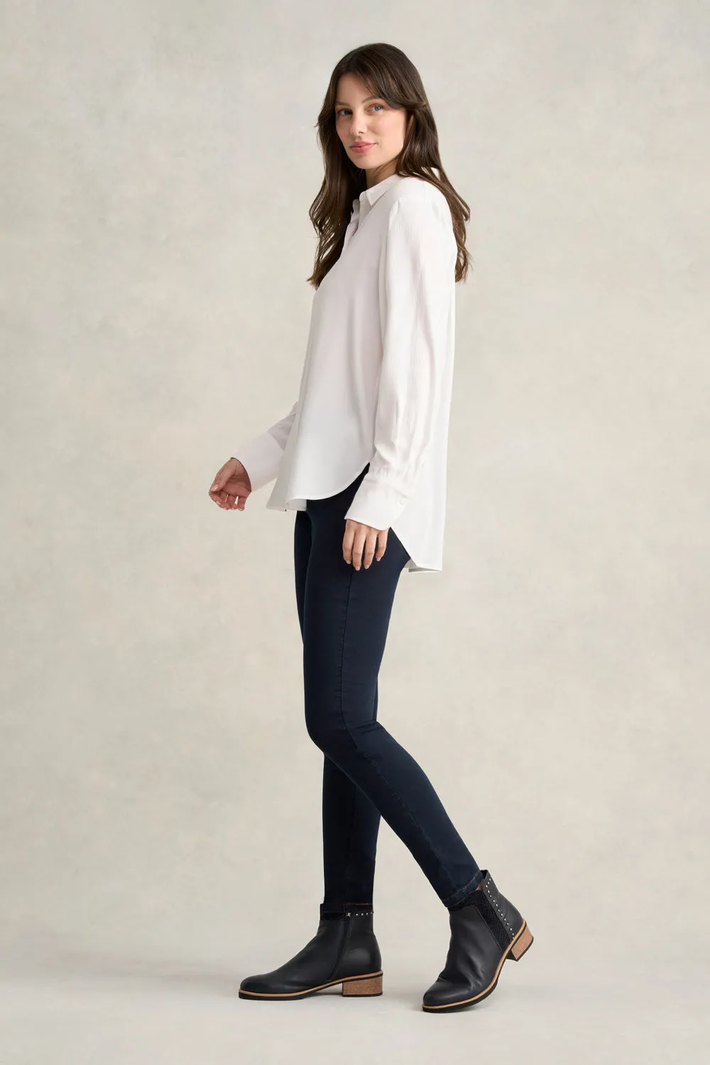 Long Line Crinkle Shirt - White