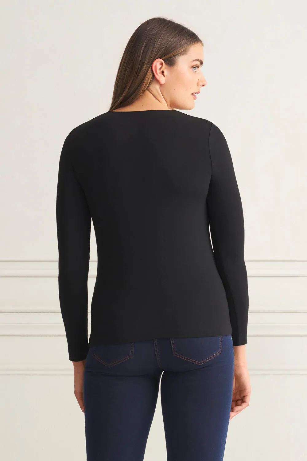 Long Sleeve Crew Neck Top - Black