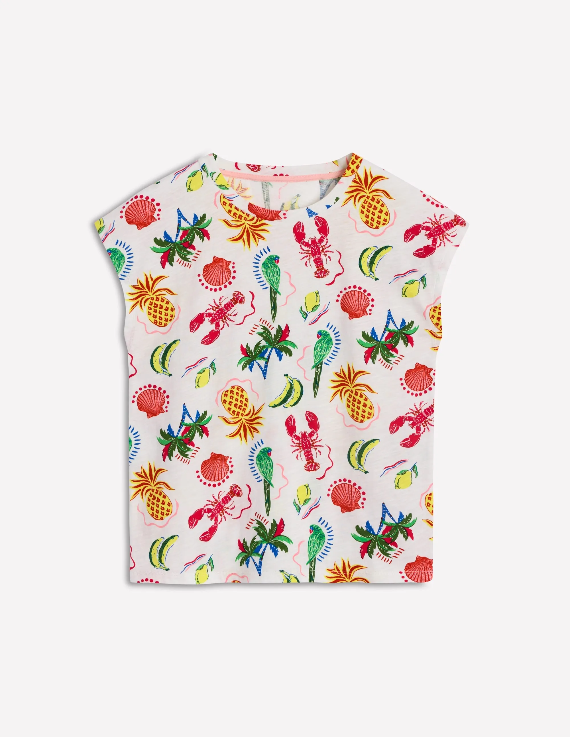 Louisa Slub T-Shirt T1831-Ivory. Tropical Bonanza