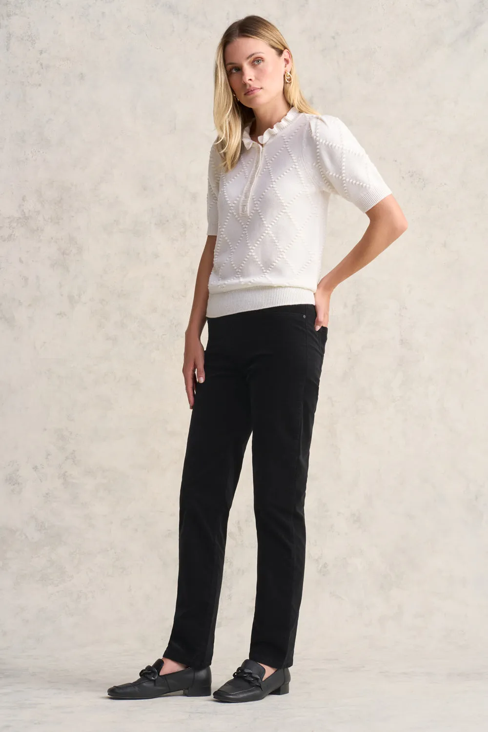 Merino Half Sleeve Top - Winter White