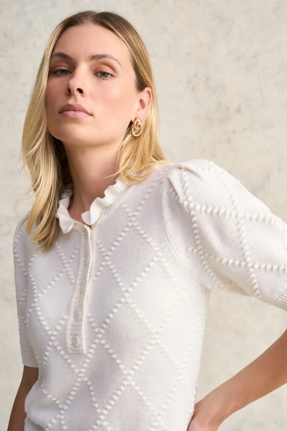 Merino Half Sleeve Top - Winter White
