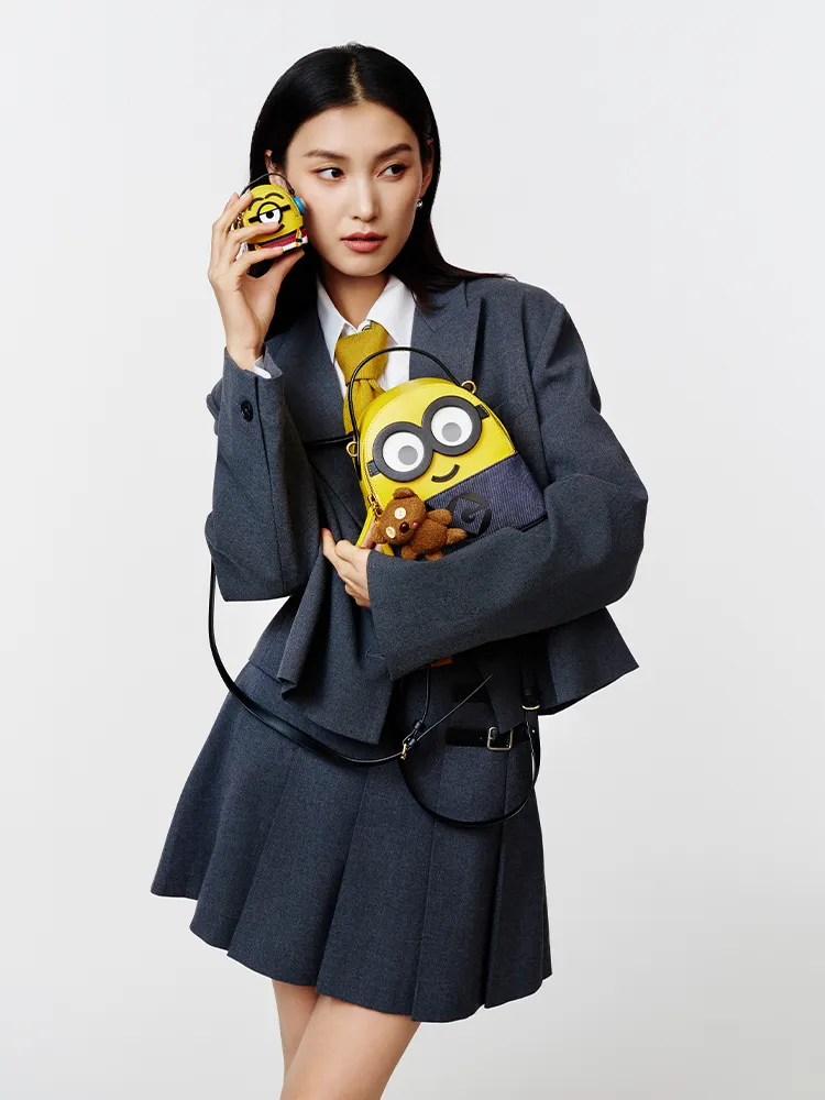 Minions Denim with Leather Backpack