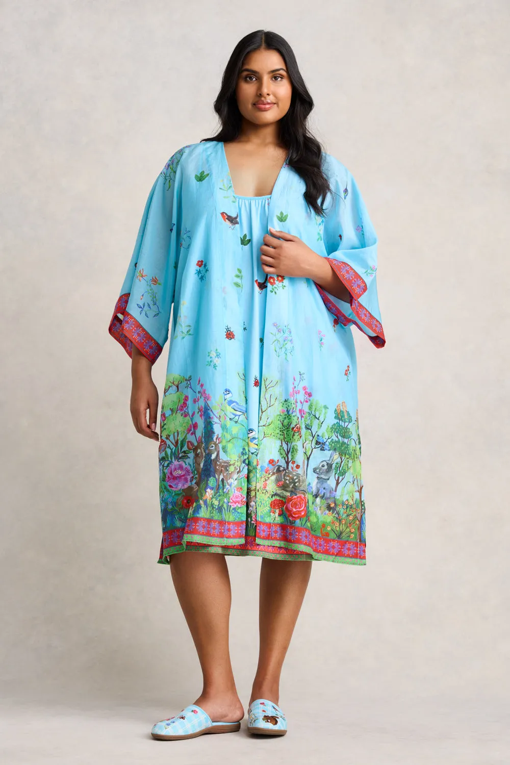 Nathalie Lété Cotton Silk Kimono - Summer Forest Print