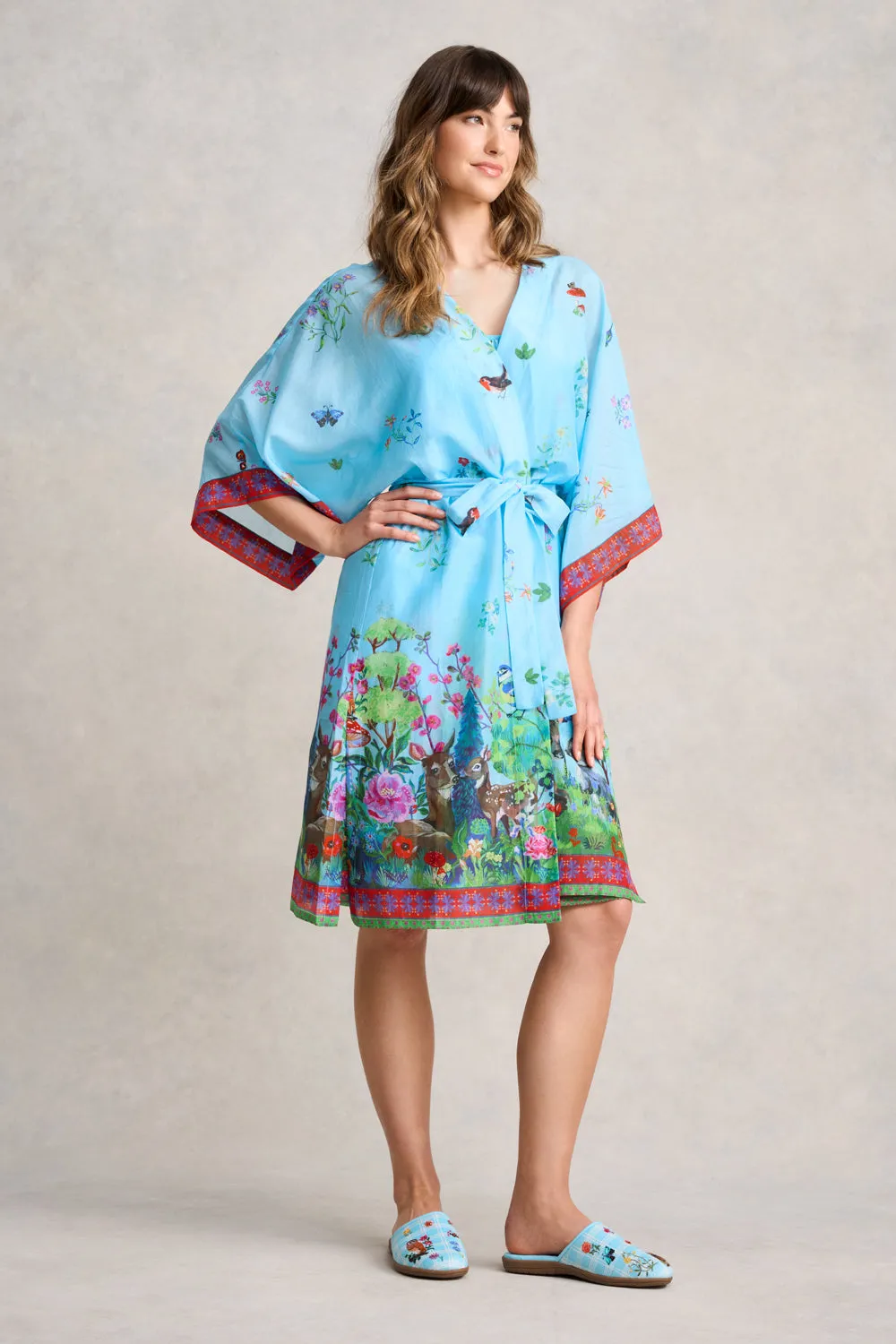 Nathalie Lété Cotton Silk Kimono - Summer Forest Print