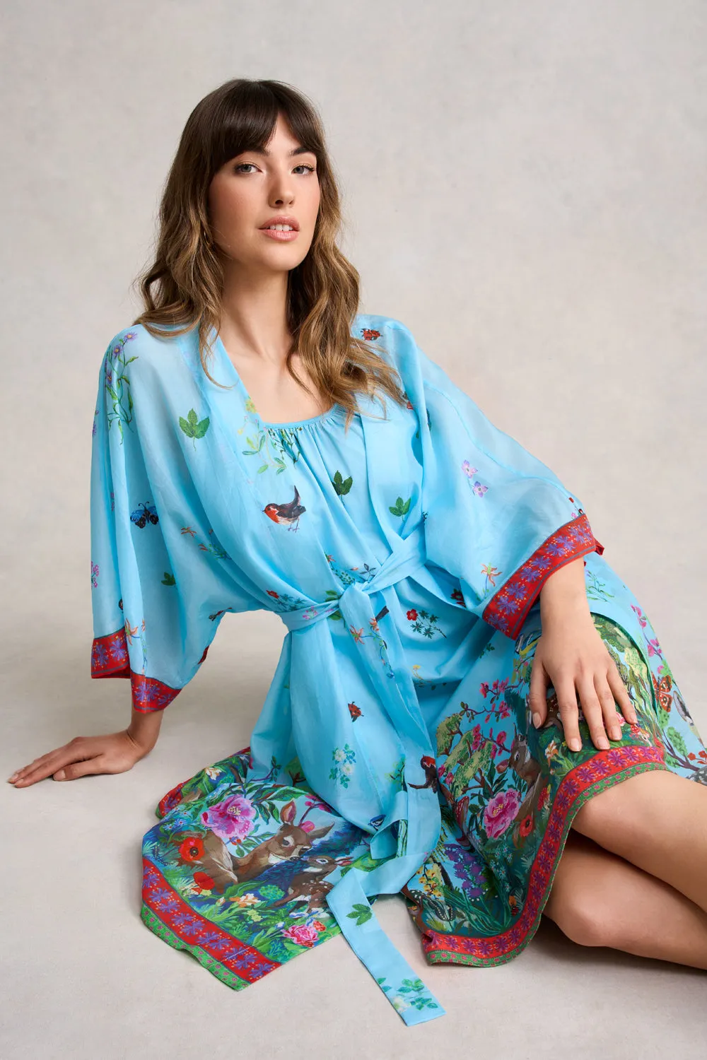 Nathalie Lété Cotton Silk Kimono - Summer Forest Print
