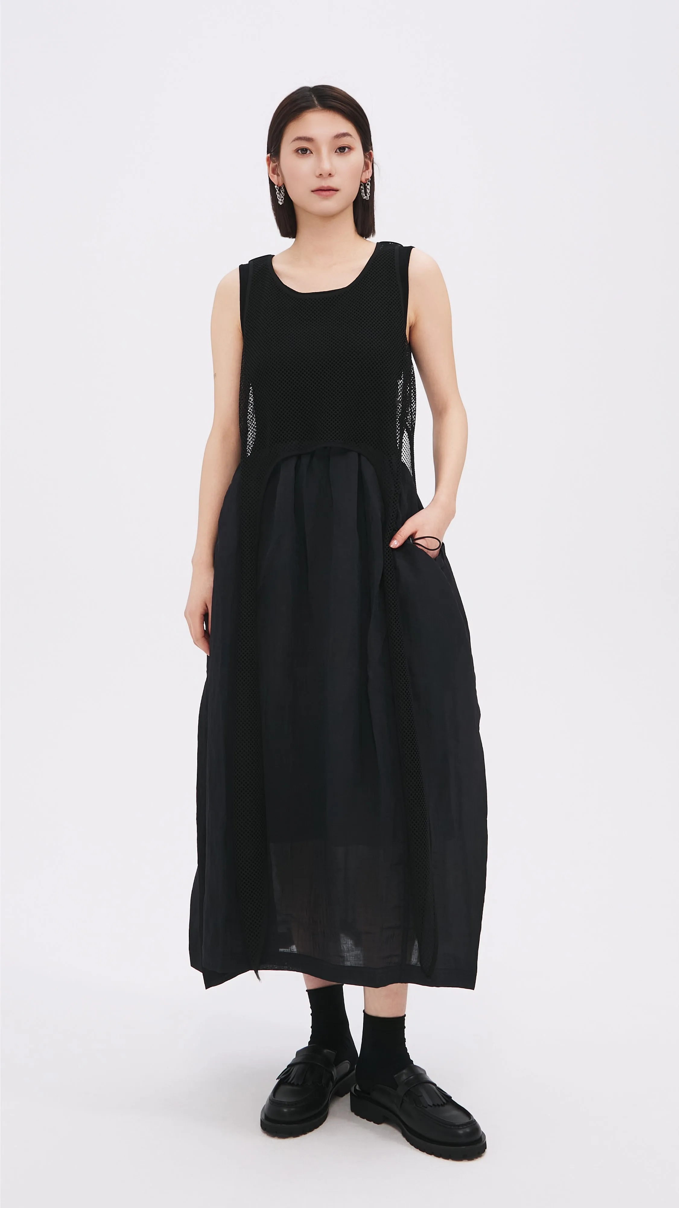 Nylon Patch Knit Dress